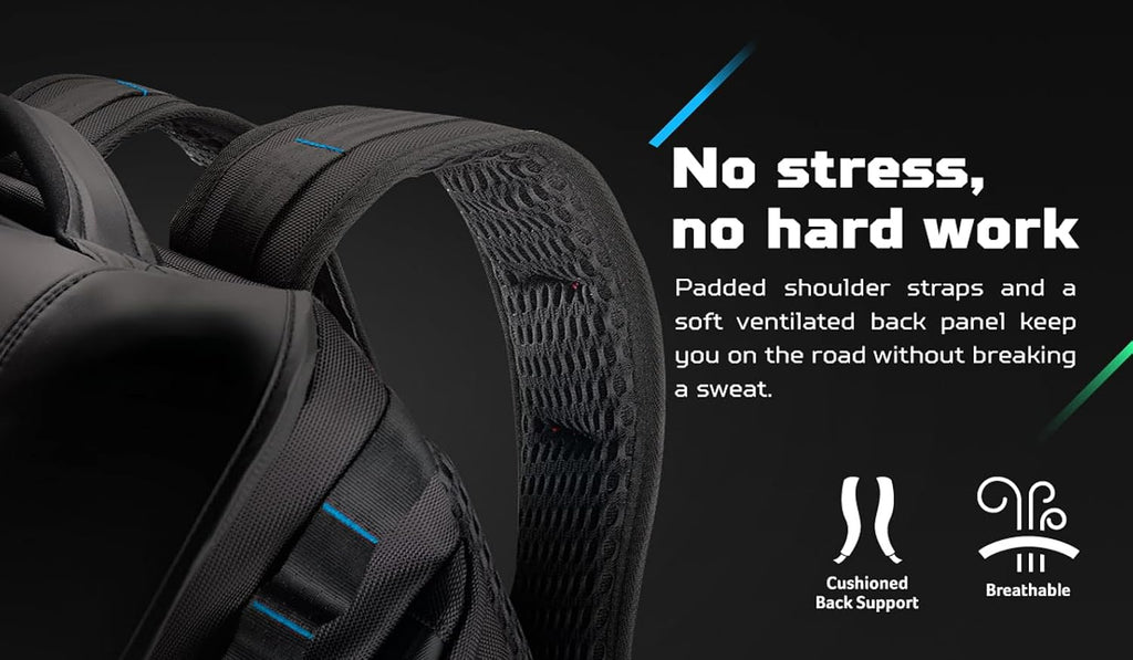 Acer PBG591 Predator Utility Gaming Backpack, Water Resistant and Tear Proof Travel Backpack Fits and Protects Up to 17.3' Predator Gaming Laptop, Black with Teal Accents