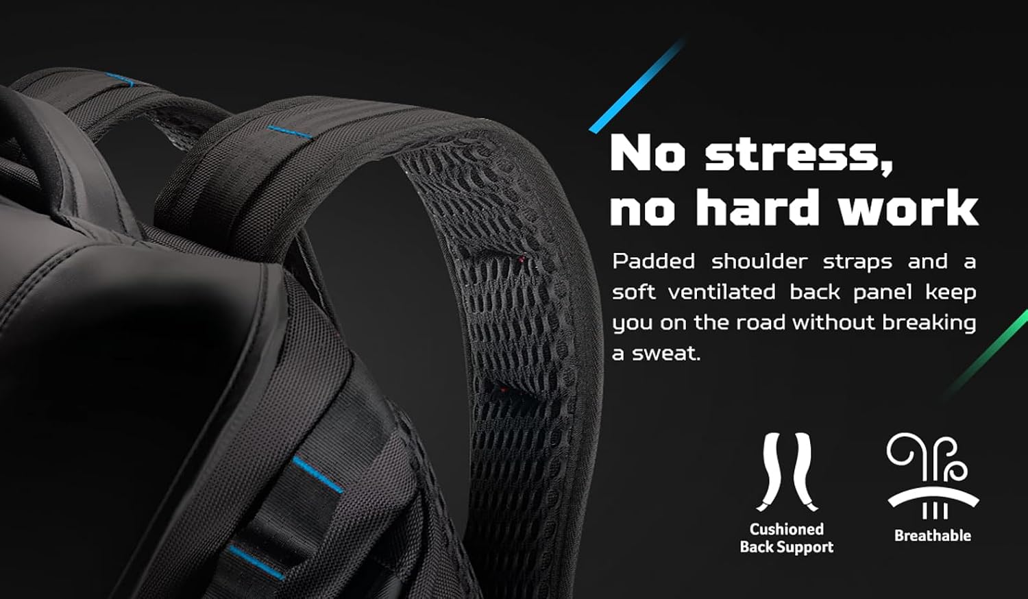 Acer PBG591 Predator Utility Gaming Backpack, Water Resistant and Tear Proof Travel Backpack Fits and Protects Up to 17.3' Predator Gaming Laptop, Black with Teal Accents