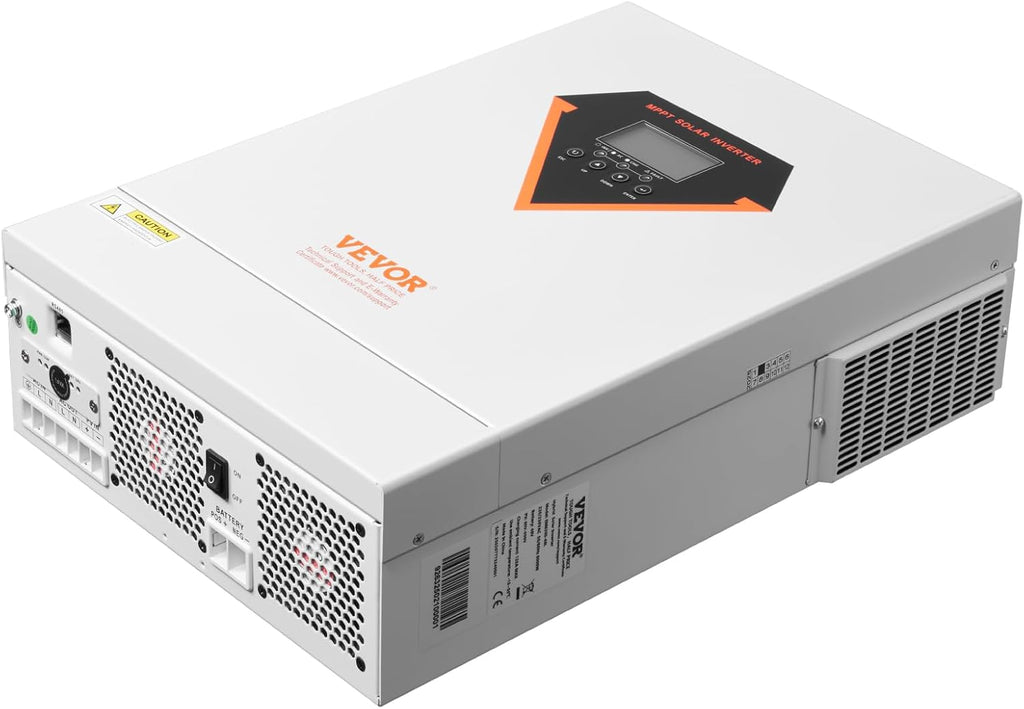VEVOR Hybrid Solar Inverter, 6000W, Single Phase Pure Sine Wave Power Inverter, 48V DC to 220/230V AC, with Built-in 120A MPPT Solar Charge Controller, for Off-Grid System Lead Acid Lithium Battery