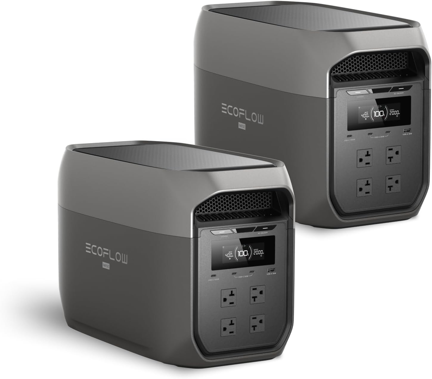 EF ECOFLOW Portable Power Station DELTA 3 MAX Portable Power Station (2-Pack), 3400W X-Boost Output, Ultra-Fast 0-80% Charging in 1.13 Hr, Home Backup & RV Camping (Solar Panel Optional)