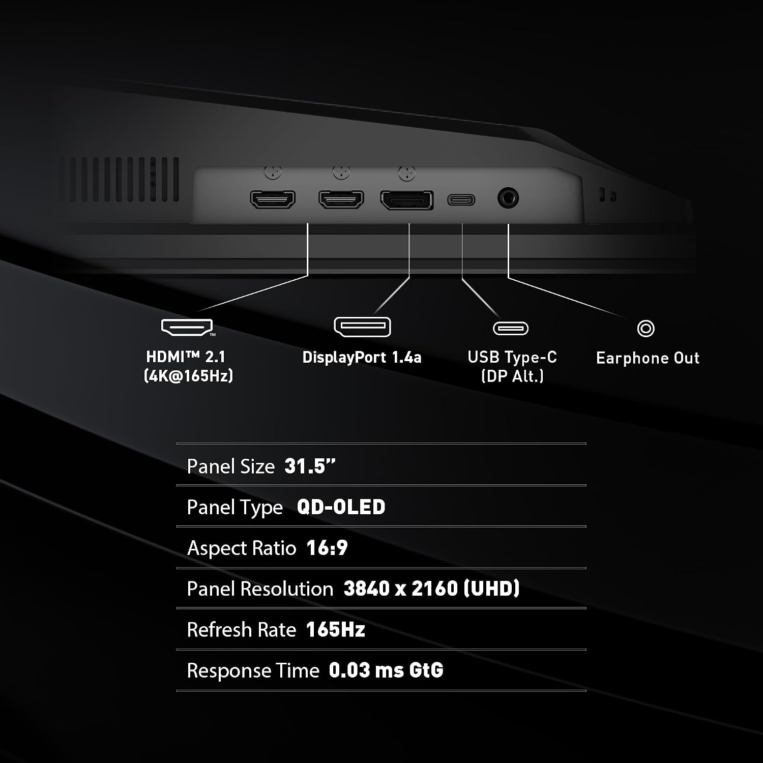 msi MAG 321UP QD-OLED 32-inch QD-OLED 3840 x 2160 (UHD) Computer Monitor, 165Hz, AMD FreeSync Premium Pro, HDMI 2.1, Display Port 1.4a, VESA Mountable, Tilt, Height Adjustable,0.03ms, Black