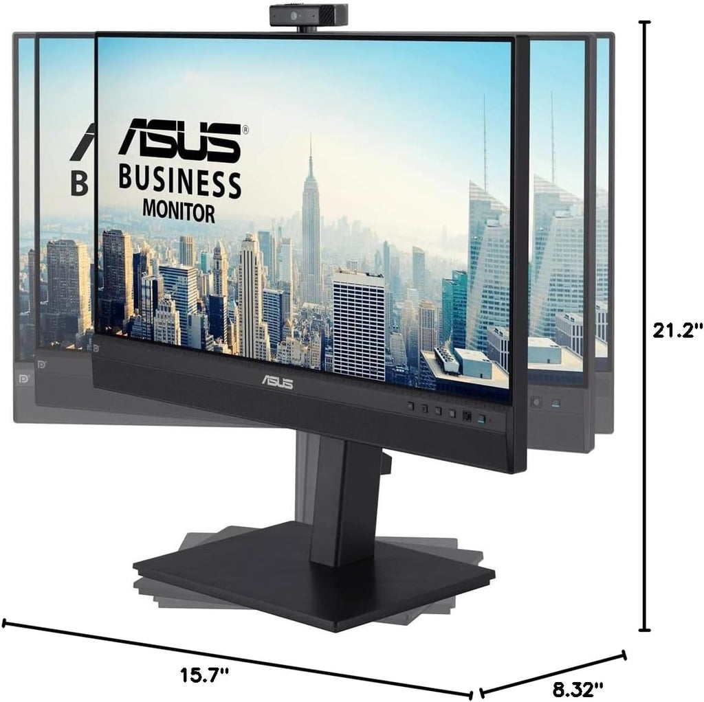 ASUS 24' 1080P Video Conferencing Monitor (BE24ECSNK) - Full HD, IPS, Built-in Adjustable 2MP Webcam, AI Noise-canceling Mic, Eye Care, USB-C Docking, RJ45, Height Adjustable, HDMI, Zoom Certified