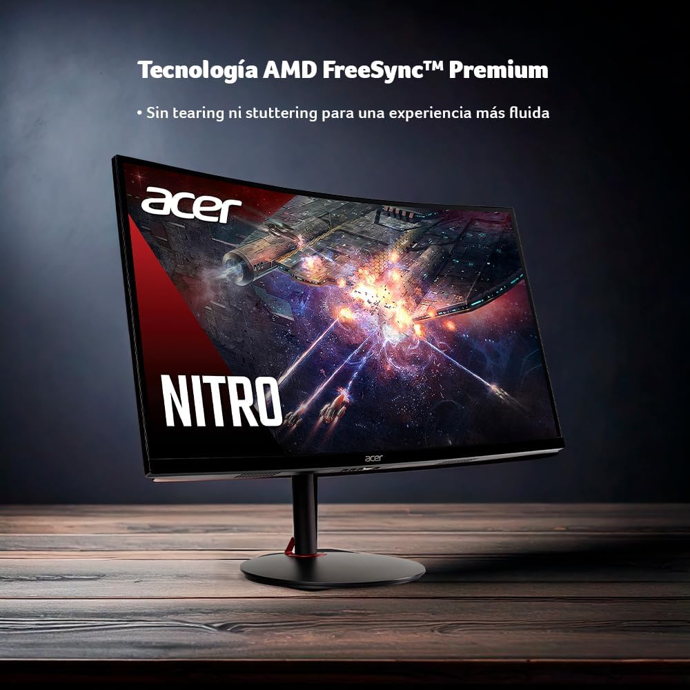 acer Nitro 27' 1500R Curved Full HD PC Gaming Monitor | AMD FreeSync Premium | 240Hz | 1ms VRB | Speakers | HDR10 | ErgoStand | VESA Mounting Compliant | 1 x DP 1.4 & 2 x HDMI 2.0 | XZ270 X2bmiiphx