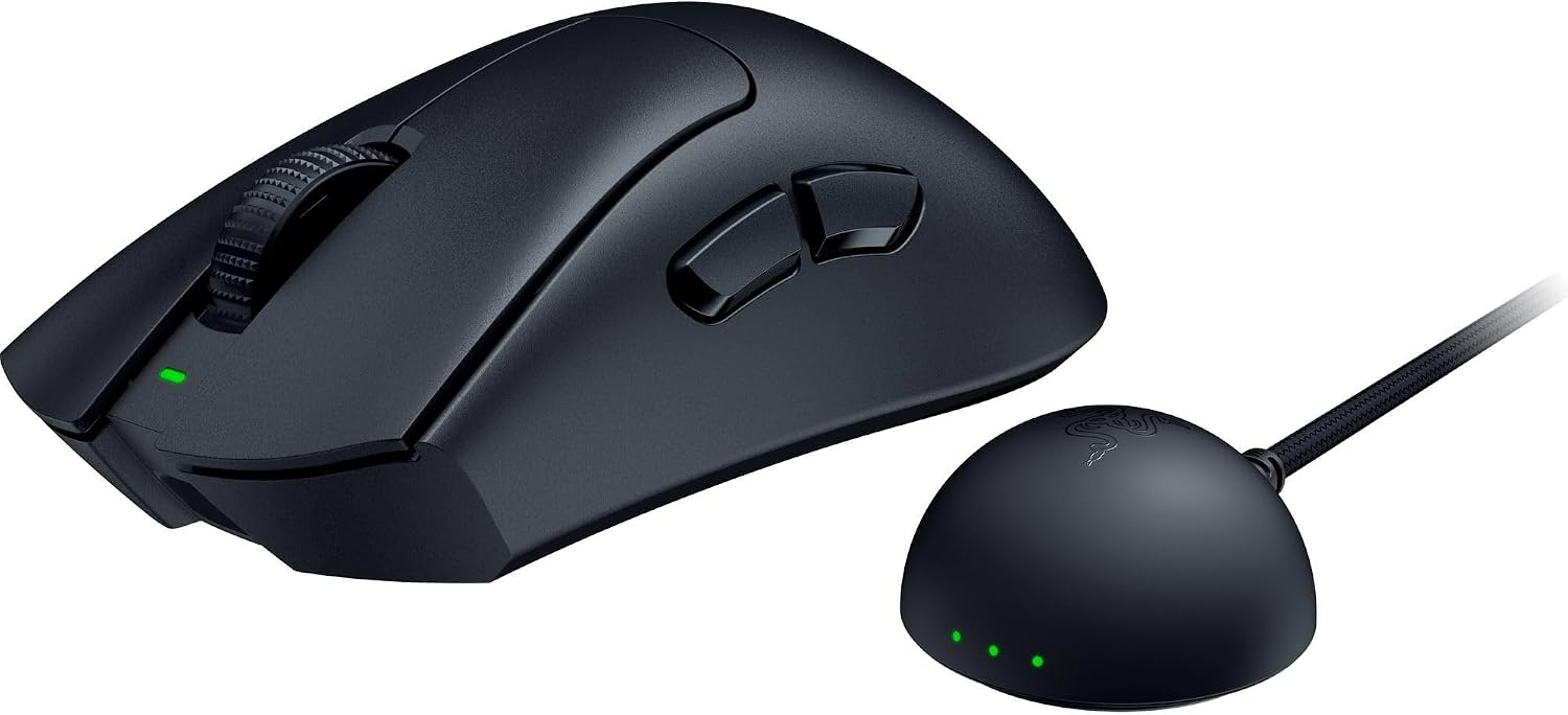 Razer DeathAdder V4 Pro Wireless Gaming Mouse: 56g Lightweight - HyperSpeed Wireless Gen-2 - Optical Scroll Wheel - Optical Switches Gen-4 - Focus Pro 45K Sensor Gen-2 - Up to 150 Hr Battery - Black