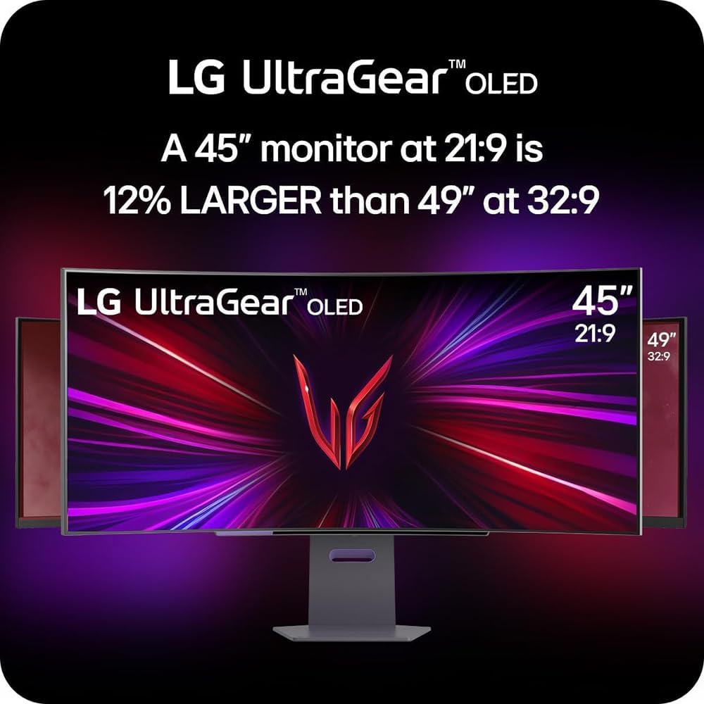LG 45 inch Ultragear 1440p 240 Hz OLED Curved Gaming Monitor Bundle with Tech Smart USA Elite Suite 18, 2X HDMI Cable & Deco Gear CPS Exclusive 26 Month Protection Pack (BEACH-CPS-26M2000)