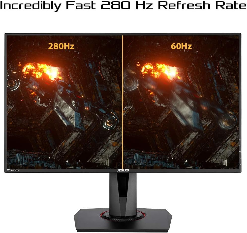 ASUS TUF Gaming VG279QM 27' HDR Monitor, 1080P Full HD (1920 x 1080), Fast IPS, 280Hz, G-SYNC Compatible, Extreme Low Motion Blur Sync (ELMB SYNC), 1ms, DisplayHDR 400, Black