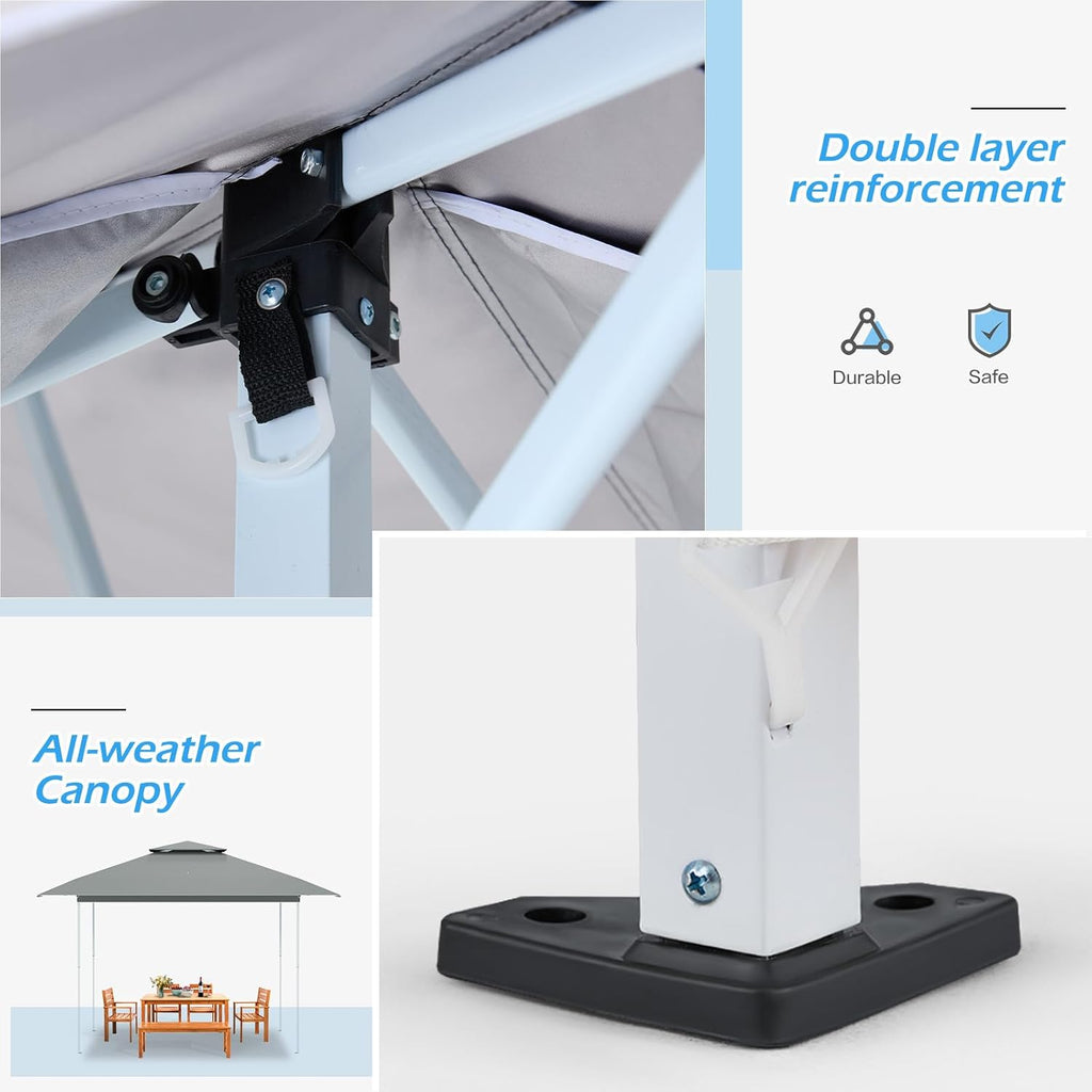 ECOTOUGE 13×13 Canopy Tent Instant Shelter Canopy with Carrying Roller Bag, Outdoor Party Gazebo with Waterproof and UV Resistant for Parties, Camping, Picnic (Dark Grey)