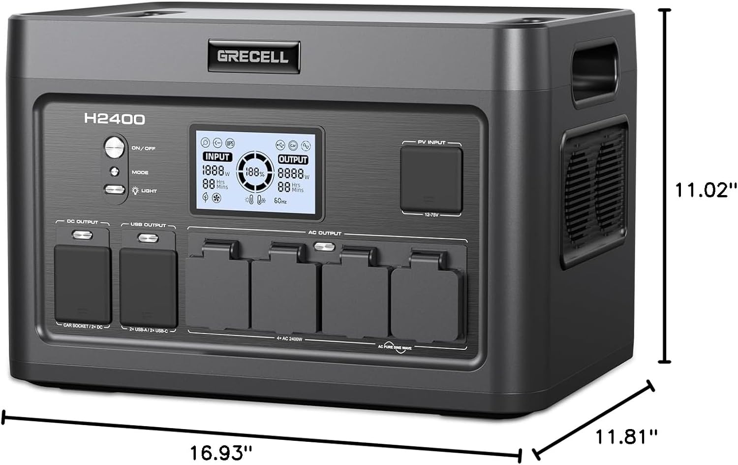 Portable Power Station 2400W, 1843Wh LiFePO4 Solar Generator UPS Home Battery Backup Power w/4 2400W AC Outlets (4800W Peak),2 PD100W, 2Hrs Fast Charging for Outdoor Camping, RV Travel,Emergency