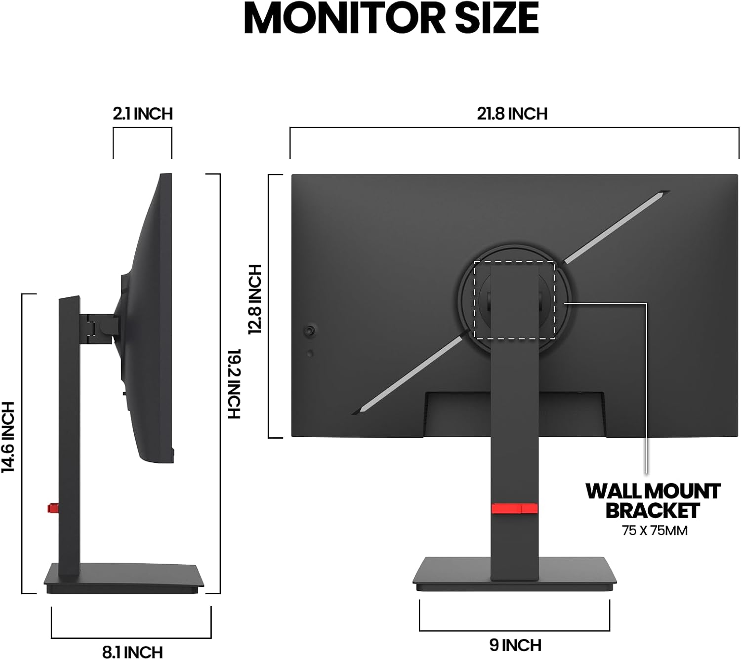CRUA 24.5Inch Gaming Monitor 165Hz/180Hz, FHD(1920x1080P) 120% sRGB Computer Monitor, Height/Pivot/Swivel/Tilt Adjustable Vertical Monitor, Support FreeSync, DP,HDMI, Wall Mount (75mmX75mm)