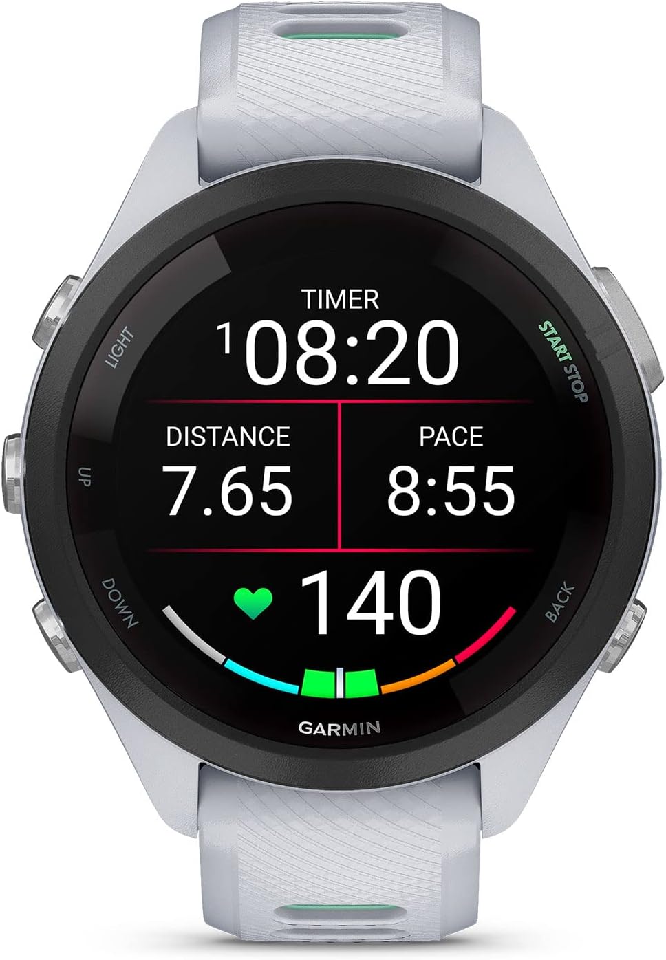 Garmin Forerunner 265S Running Smartwatch, Colorful AMOLED Display, Training Metrics and Recovery Insights, Whitestone and Neo Tropic