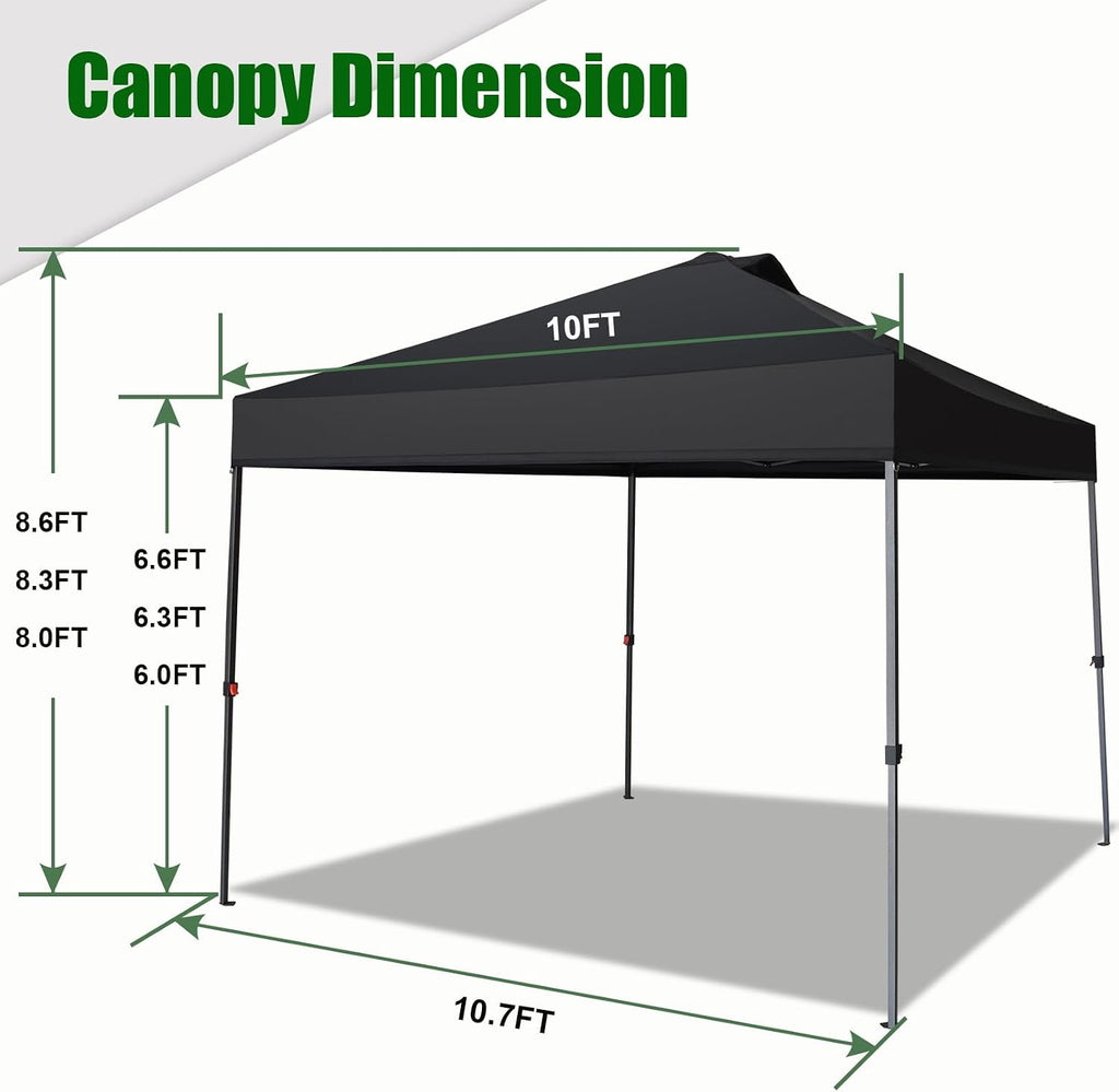 Eurmax USA NOMATTER ONE-Person Open&Close 10x10ft Pop Up Canopy Tent，Portable Shelter Canopy for Outdoor Events，Instant Canopies, Temporary Sunshade,Bonus 4 Sand Bags(White)