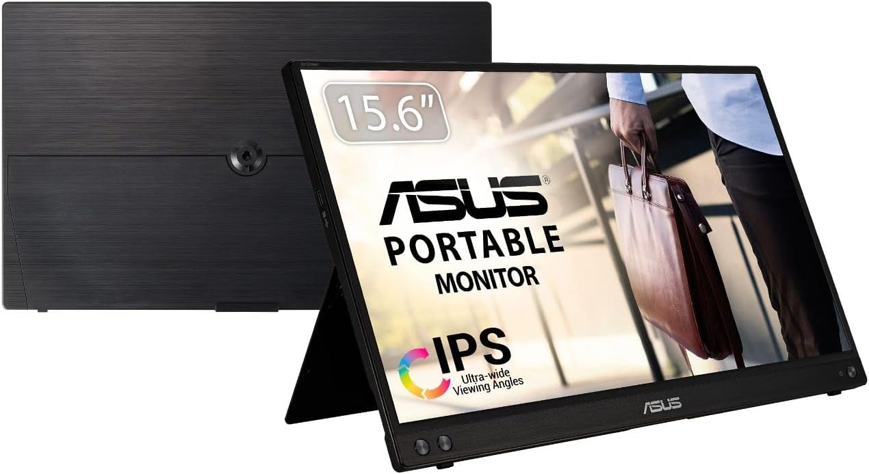 ASUS ZenScreen 15.6 Inch Portable Monitor - 1080P, Full HD, IPS, USB Type-C, Eye Care, Kickstand, for Laptop, PC, Phone, Console, Anti-Glare Surface, 3-Year Warranty - MB16ACV