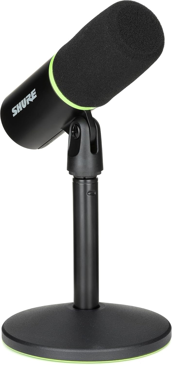 Shure MV6 USB Gaming Microphone with Boom Stand - Audio for Streaming, Podcasting, and Gaming - Low-Profile Desk Mic Stand Included for Professional Sound