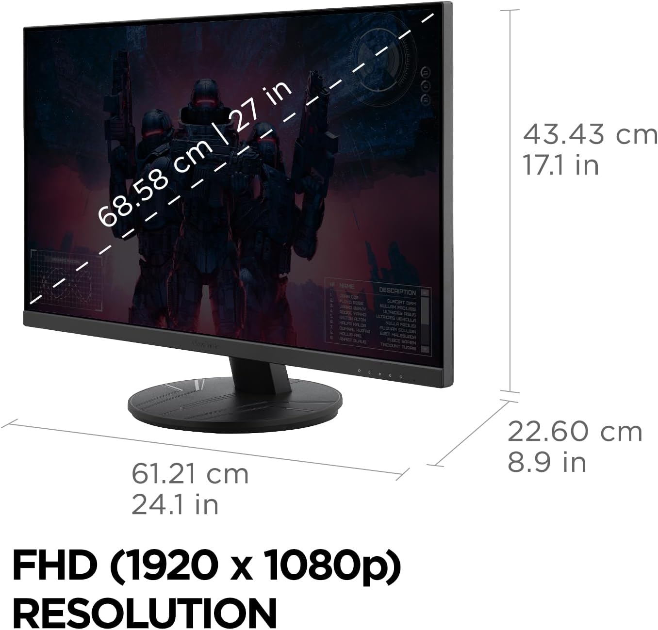 ViewSonic VX2716A 27 Inch 1080p Gaming Monitor, IPS Display with 120Hz and 1ms for Smooth Home Entertainment, DisplayPort, USB-C, and HDMI Inputs