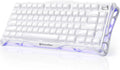 GravaStar Mercury K1 75% White Wireless Keyboard, Aluminum Alloy Exoskeleton Design Mechanical Gaming Keyboard, Gasket Hot-Swap Socket, Linear Switches, RGB Backlit