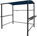 COBANA Grill Gazebo 8'by 4.6' Outdoor Patio BBQ Canopy with Single-Tier Soft Top and Metal Shelves, Blue