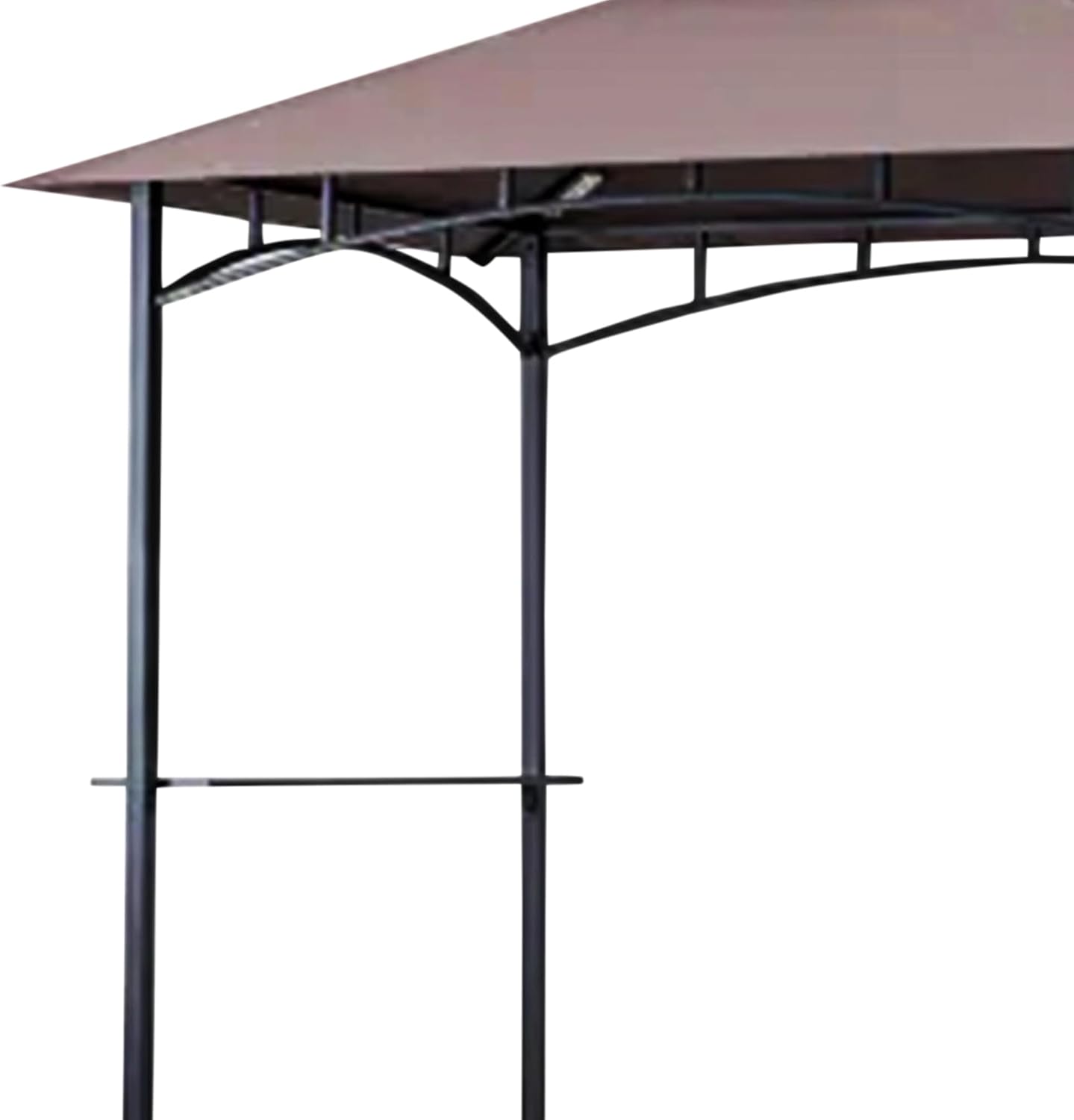 Four Seasons Courtyard BBQ Grill Gazebo with LED Lights, 2 Glass Shelves, and Powder Coated Steel Frame for Backyard Lawn and Outdoor Use, Brown