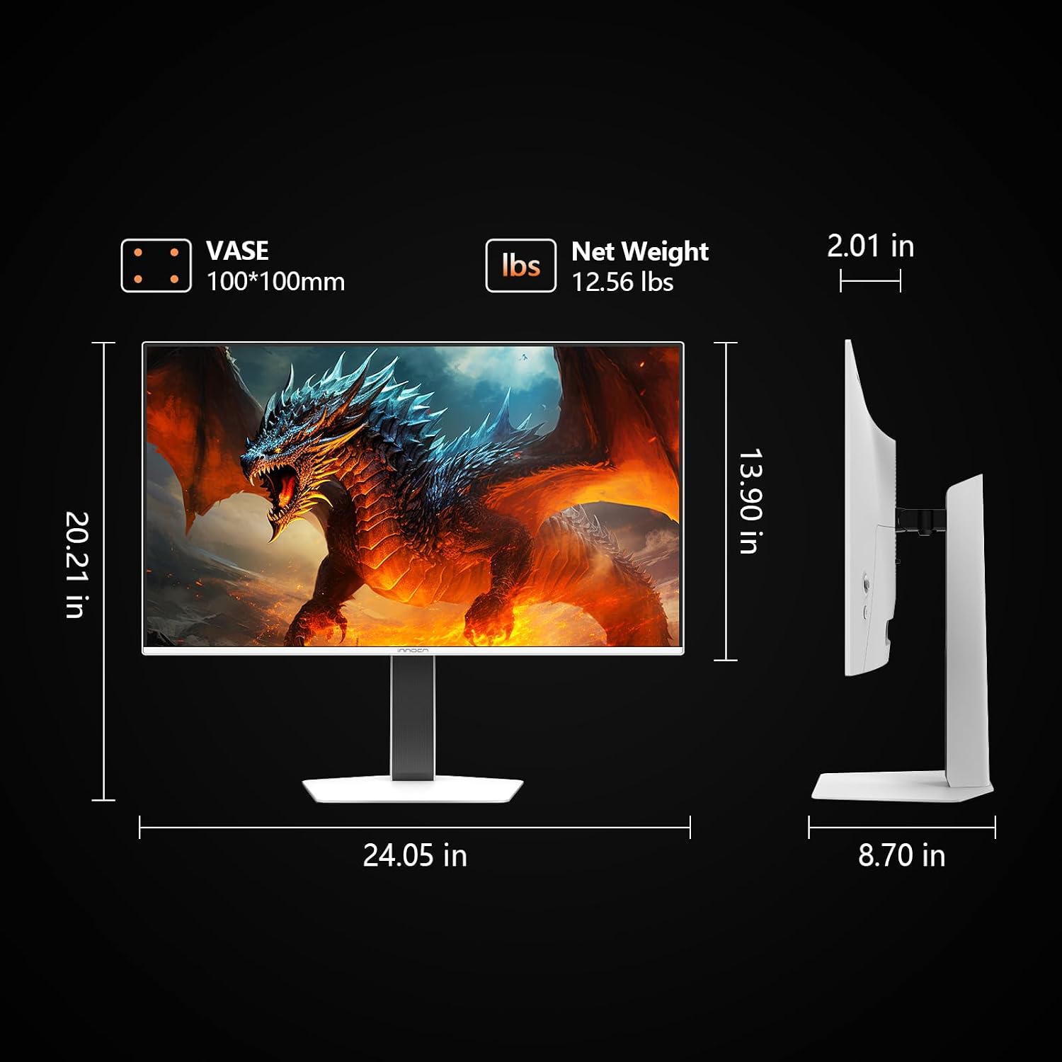 INNOCN 27' OLED 2K QHD 2560 x 1440p 500Hz Gaming Monitor, Gaming Console Ready, VRR, G-SYNC Compatible, HDR 500, 0.03ms, FPS/RTS, HDMI 2.1, DP, Speaker, Pivot Adjustable Stand - GA27M1Q