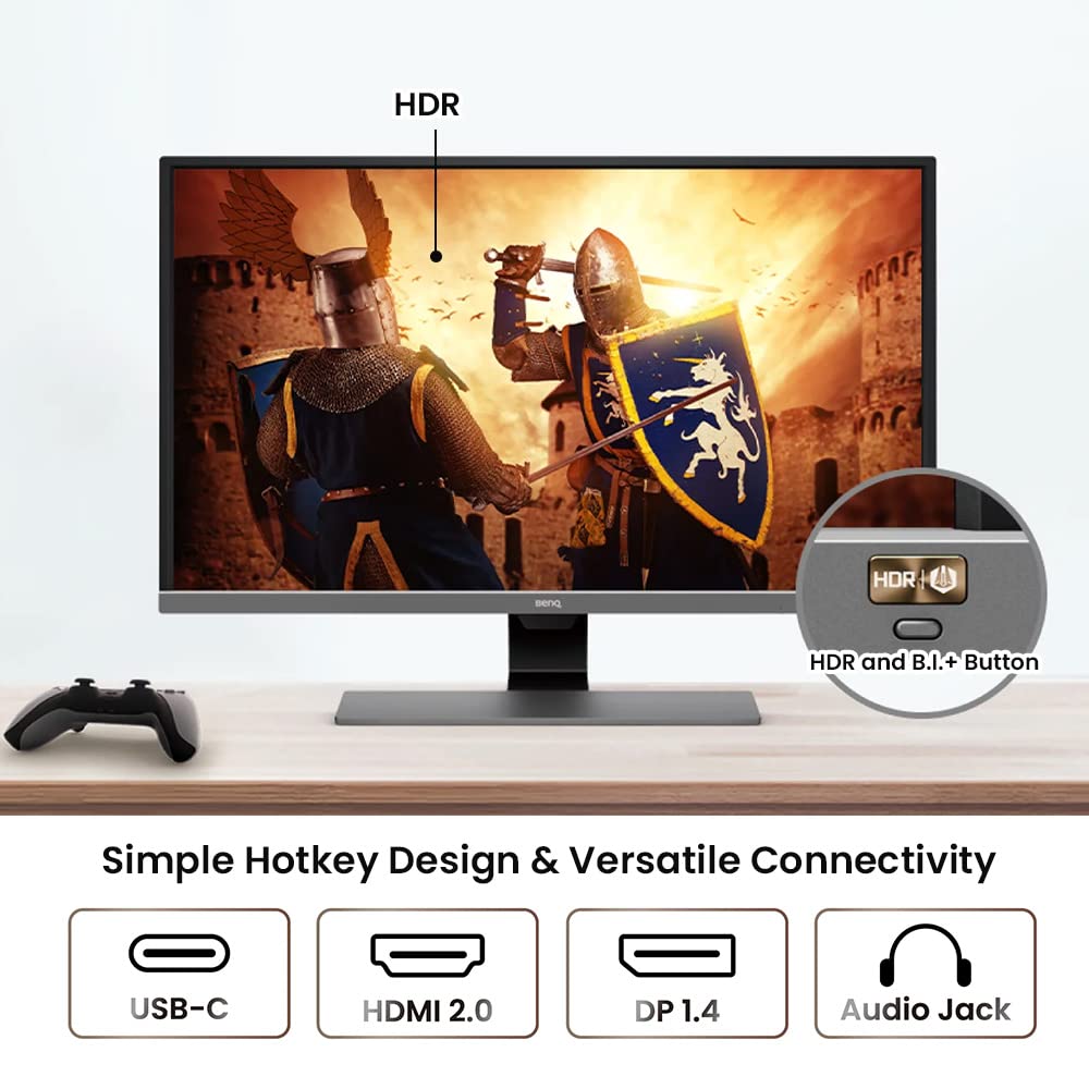 BenQ EW3270U 32' 4K HDR Monitor, 10 Bit, Brightness Intelligence Plus, Eye Care, USB Type-C, HDMI