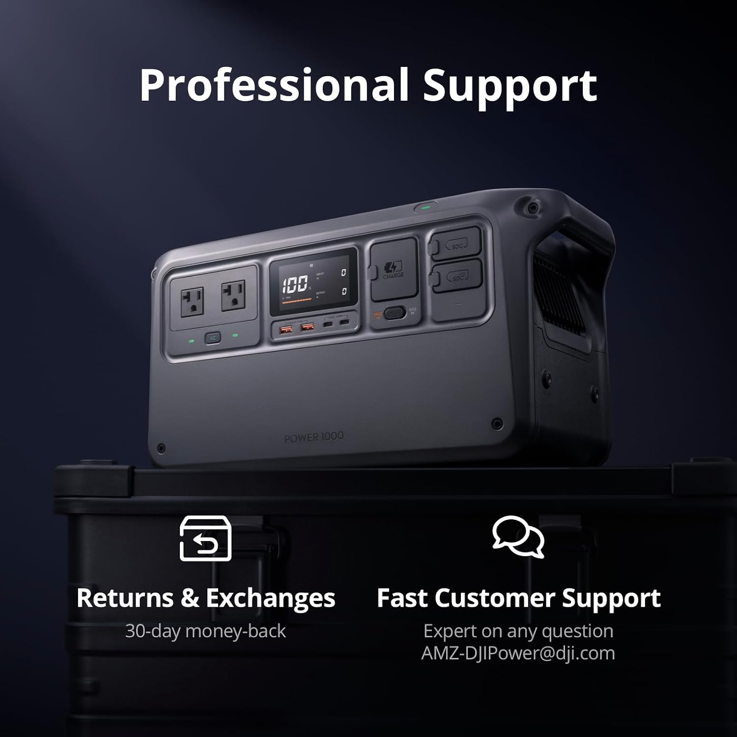 DJI Power 1000 Portable Power Station, 1024Wh LiFePO4 Battery, 2200W (Peak 2600W) AC/140W USB-C Output, 23db Ultra-Silent, Solar Generator For Home Backup, Camping (Solar Panel Optional)