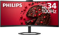 Philips 34E1C5600HE 34' UltraWide QHD 21:9 Monitor with Built-in Windows Hello Webcam & Noise Canceling Mic, USB-C Docking, Stereo Speakers, 100Hz, 4-Year Advance Replacement,Black