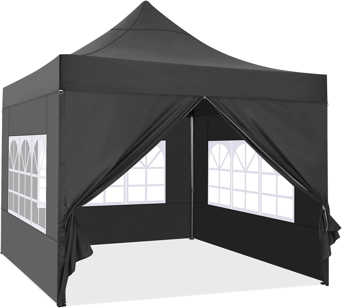 COBIZI 10x10 Pop Up Canopy Tent 10x10 Canopy with 4 Sidewalls Waterproof Heavy Duty Commercial Canopy Tent for Parties Outdoor Garden Gazebo, Carry Bag with Wheel(10x10ft, Black)