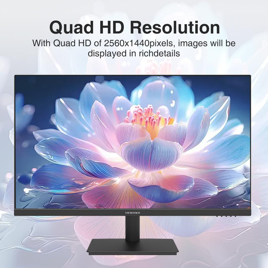 Viewedge 27 inch Monitor 2560 x 1440p 75hz IPS Computer Monitor QHD with HDMI, DP and Wall Mountable | Eye Protection 2K Monitor for Working and Gaming