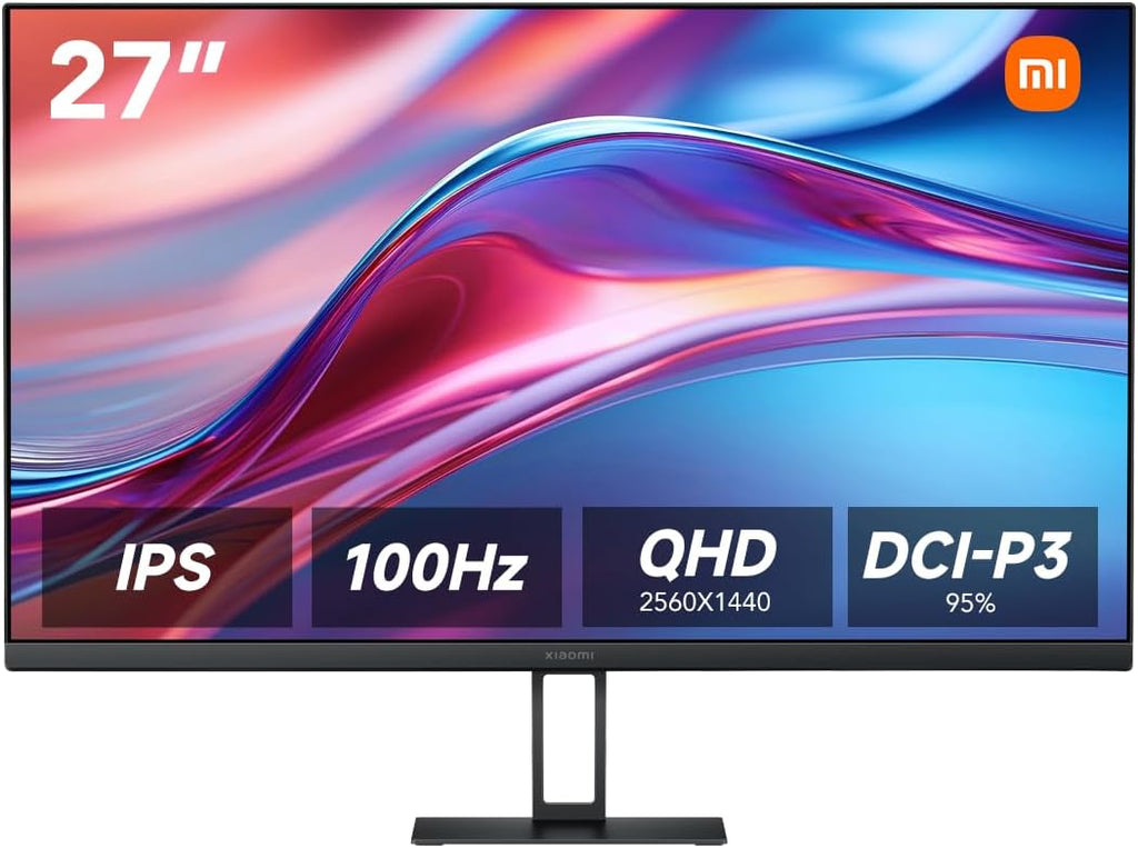 XIAOMI 2K Monitor A27Qi - 27-inch QHD IPS Computer Display, 100Hz Refresh Rate, ΔE<2 Color Accuracy, 95% DCI-P3, 100% sRGB, Low Blue Light Mode, Adjustable Stand, for Home and Office