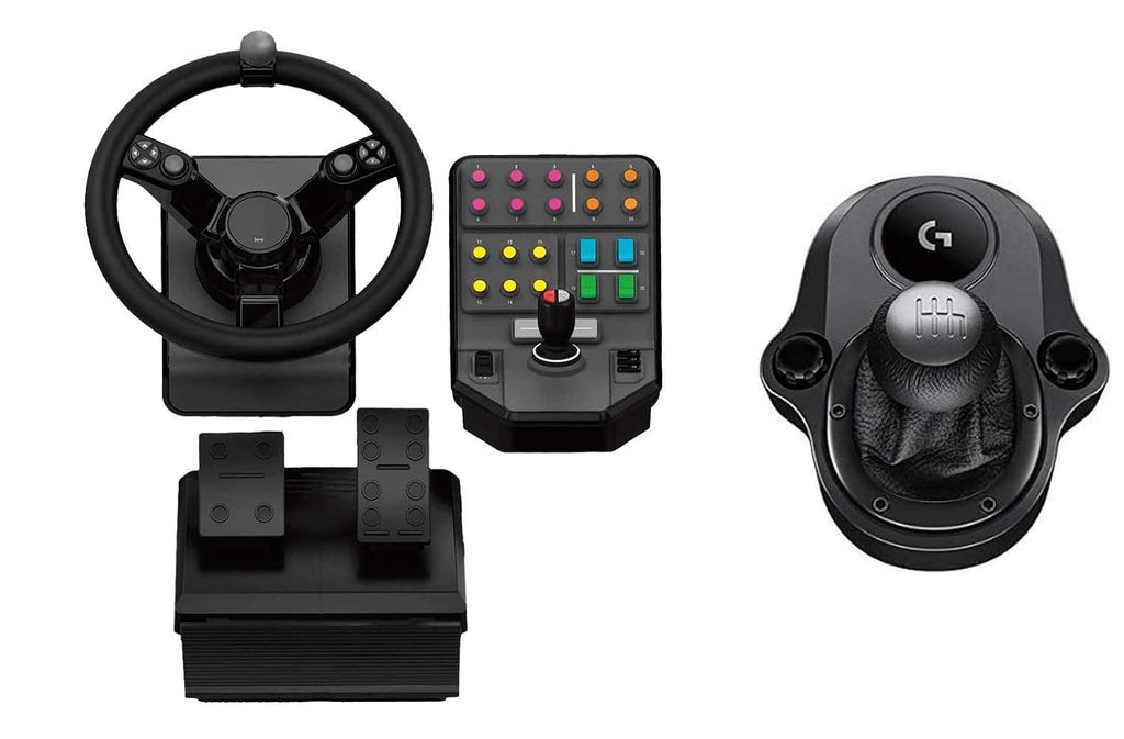 Logitech G Farm Simulator Heavy Equipment Bundle (2nd Gen) Controller for Farm Simulation 19 (or Older) Steering Wheel, Pedals, Vehicle Side Panel + Gaming Driving Force Shifter for PC/PS4 (Renewed)