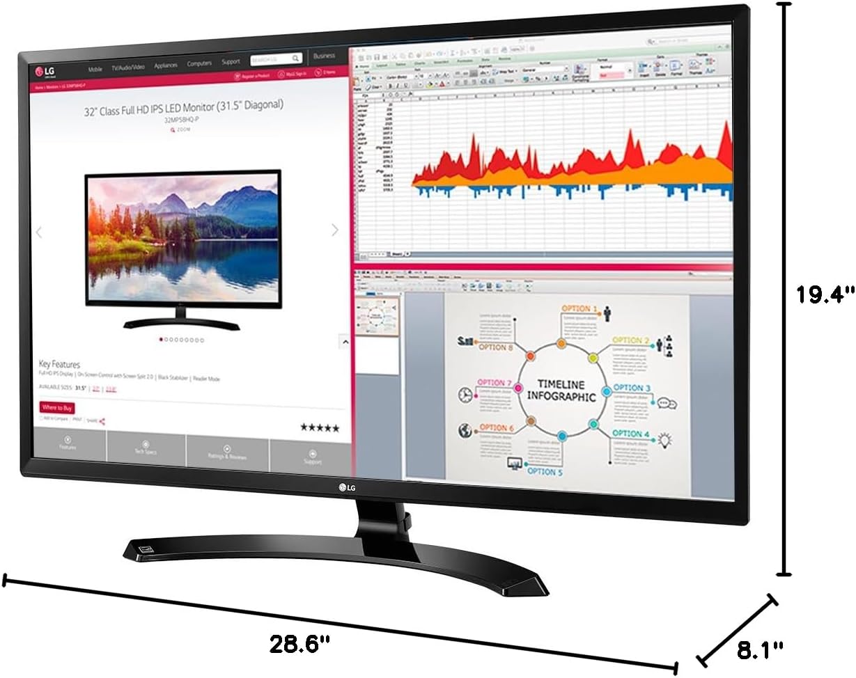 LG 32MA70HY-P 32-Inch Full HD IPS Monitor with Display Port and HDMI Inputs
