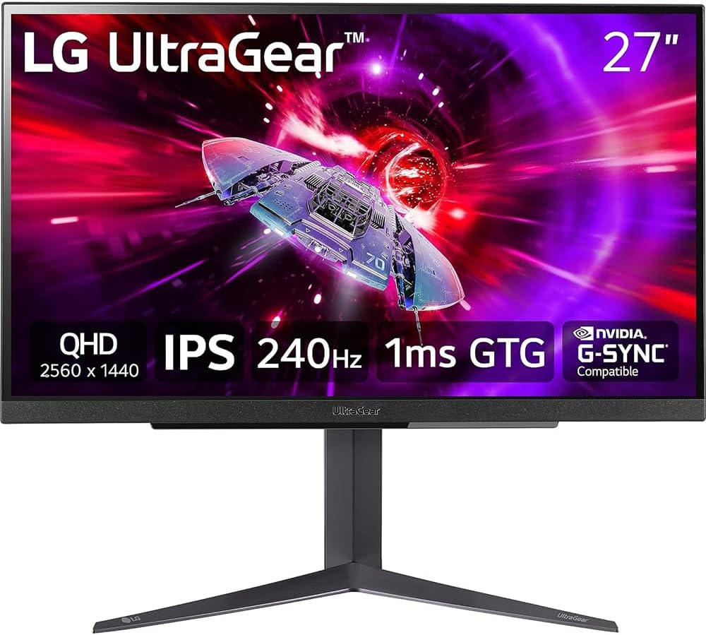 LG 27GR83Q-B 27 inch Ultragear QHD 1ms 240Hz Gaming Monitor Bundle with 2 YR CPS Enhanced Protection Pack