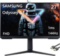 Samsung 27' Odyssey G3 Series FHD Gaming Monitor, 165Hz, 1ms, Eye Saver Mode, FreeSync Premium, VESA Mount Capability, Height Adjustable Screen, Black, with HDMI Cable