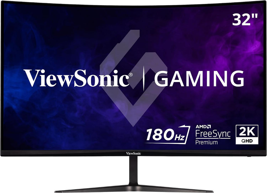 ViewSonic VX3218C-2K 32 Inch 1440p Curved Gaming Monitor, 180Hz and 1ms for Smooth Gameplay, FreeSync Premium and Eye Care Technology for Smooth Visuals, HDMI, and DisplayPort Inputs