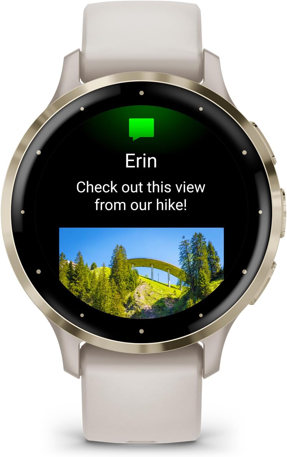 Garmin Venu 3S Running GPS Smartwatch with AMOLED Display, Advanced Health, Fitness Features, Up to 14 Day Battery Life with Signature Series Modern Power Stand | Soft Gold with Ivory Silicone Band