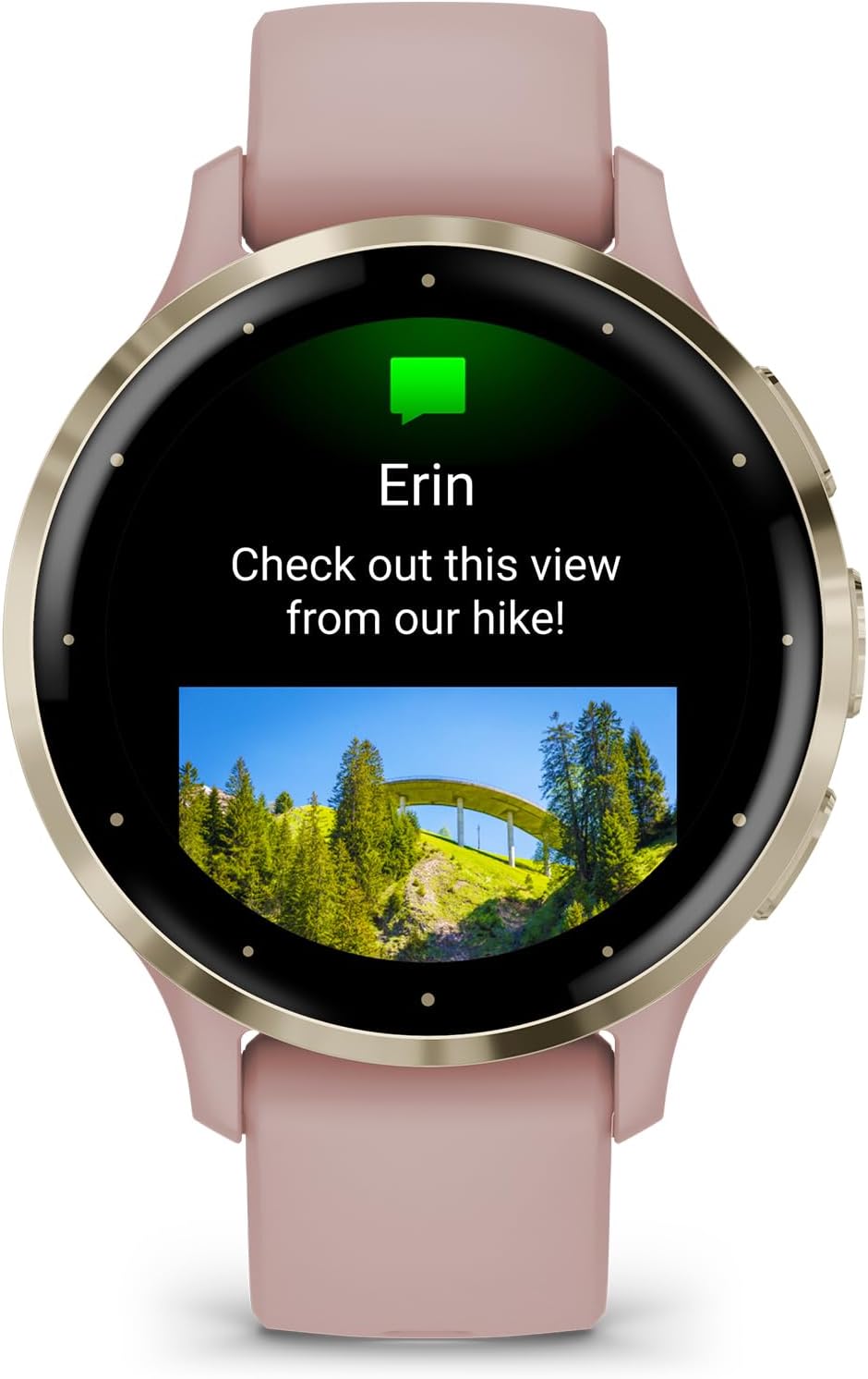 Garmin Venu 3S Running GPS Smartwatch with AMOLED Display, Advanced Health, Fitness Features, Up to 14 Day Battery Life with Signature Series Modern Power Stand | Gold with Dust Rose Silicone Band