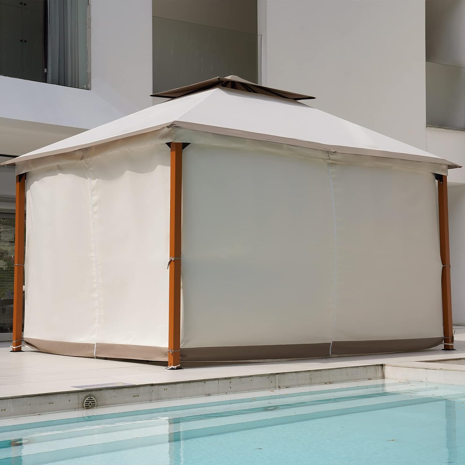 Grand Patio 10x13 FT Outdoor Double Quick Assembly Detachable Vent Soft Top Gazebo with Mosquito Netting and Curtains, 130 Sq Ft of Shade for Backyard and Garden, Beige
