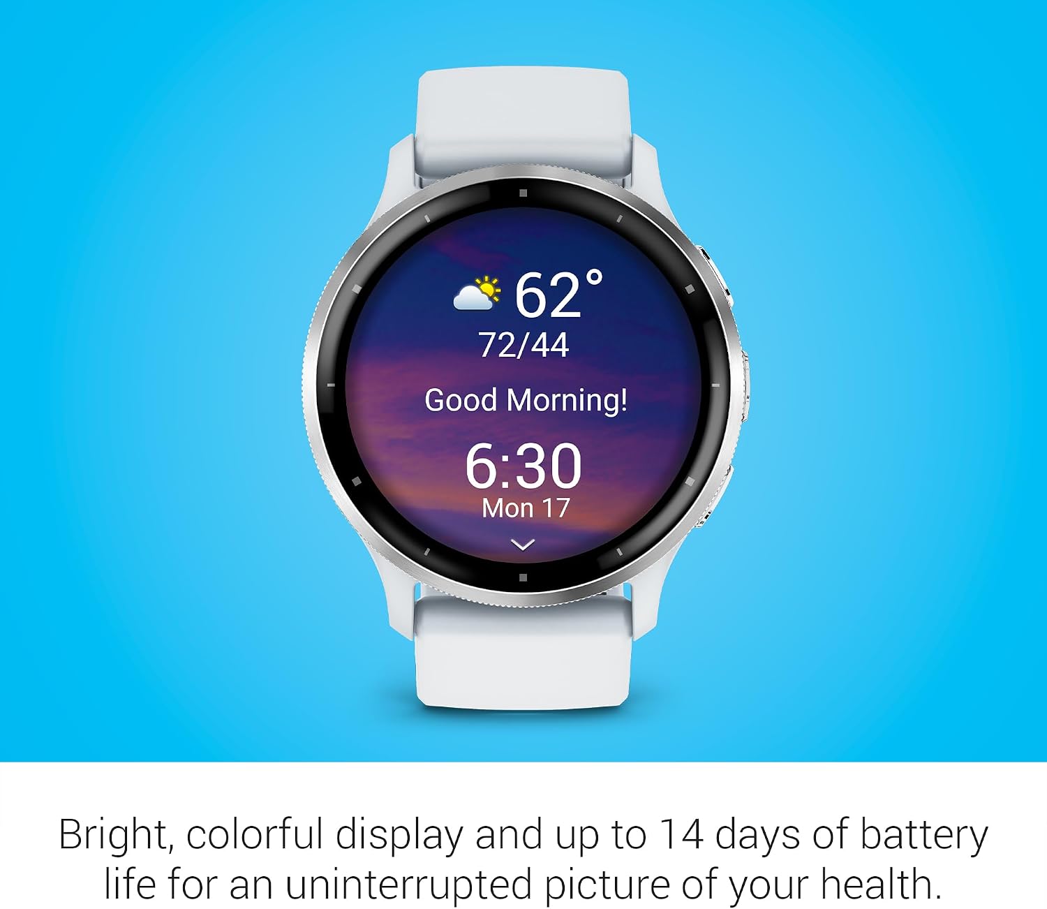 Garmin Venu 3 Running GPS Smartwatch with AMOLED Display, Advanced Health, Fitness Features, Up to 14 Day Battery Life with Signature Series Modern Power Stand | Silver with Whitestone Silicone Band