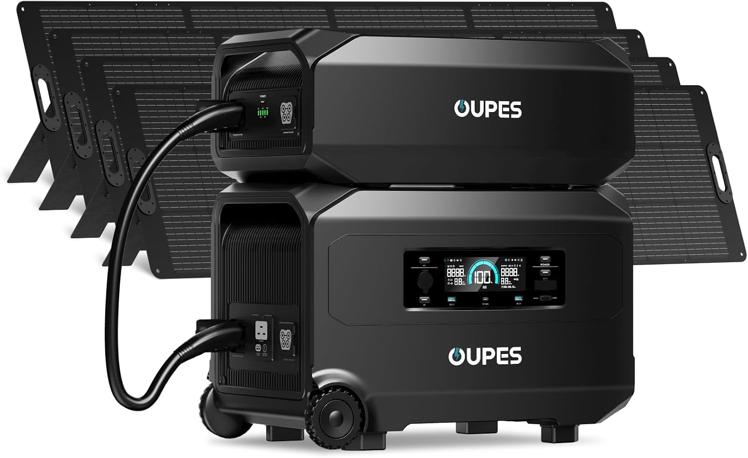 OUPES Guardian 6000 Ultimate Power System: 9216Wh Dual Battery Station with 6000W Output, 4x240W Solar Panels (960W), 120V/240V Dual Voltage for Complete Energy Independence & Home Backup