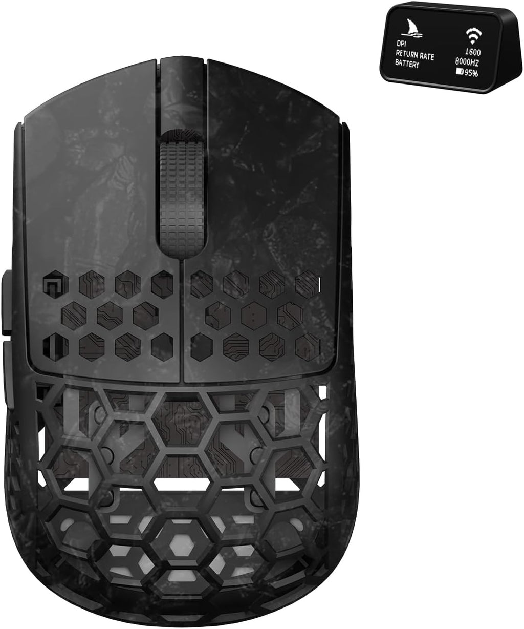 Darmoshark M5Air Mini Fingertip Grasp Gaming Mouse Carbon Fiber,Tri-Mode 8K/Bluetooth Mouse Up to 30000DPI,PAW3950 Optical Sensor Lightweight 31g,5 programmable Button,Computer Mouse for Laptop,PC,Mac
