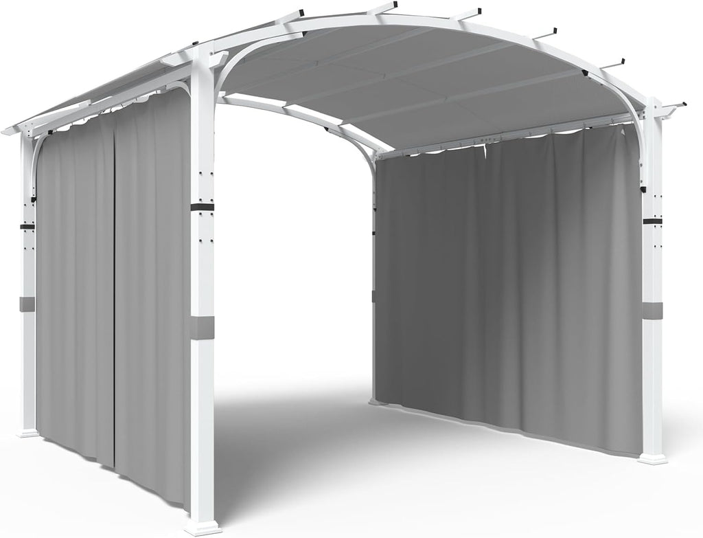 EAGLE PEAK 11x11 Outdoor Arched Top Pergola with Sidewalls, Steel Patio Gazebo with Textilene Top Canopy for Deck, Backyard, Porch and Garden, Gray