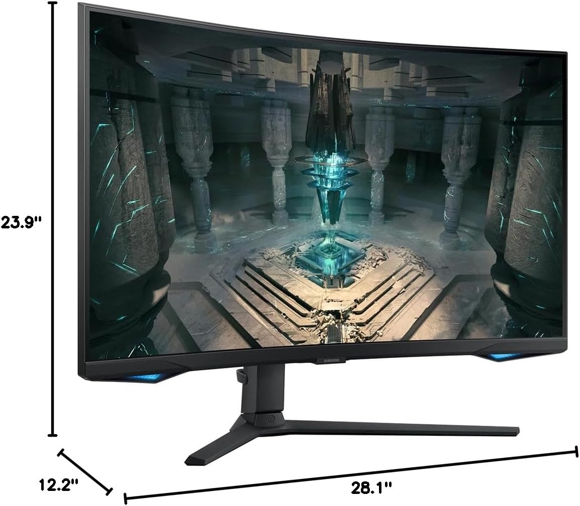 Samsung 32' Odyssey G65B Series QHD Gaming Monitor, 1000R Curved, 240Hz, 1ms, Smart TV Apps and Gaming Hub, Swivel & Tilt Adjustable Stand, Black, with HDMI Cable