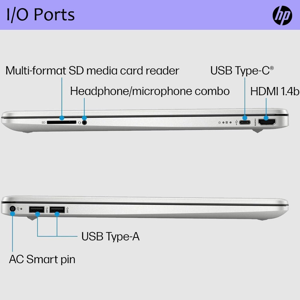HP 15 inch Laptop, FHD Non-Touch Display, Intel Core i5, 12 GB RAM, 256GB PCIe SSD, Intel UHD Graphics, Windows 11 Home, Natural Silver, 15-dy2795wm