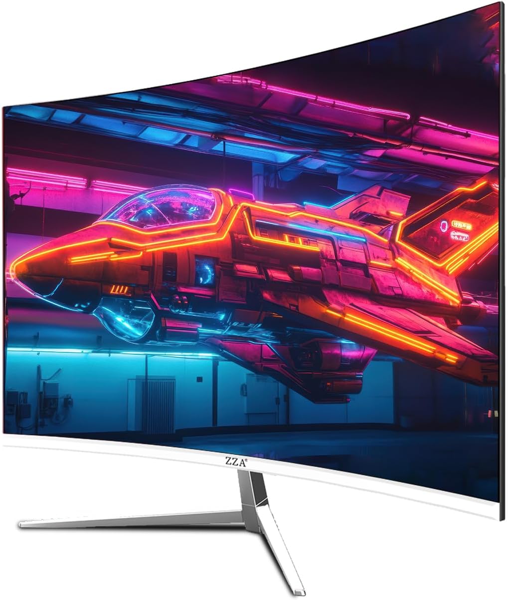 ZZA 27 inch White Gaming Monitor,240-300Hz Curved Monitor,Full HD 1080P Computer Monitor,Eye-Care Display with HDMI,DP,FreeSync,Wall Mountable for Office and Home
