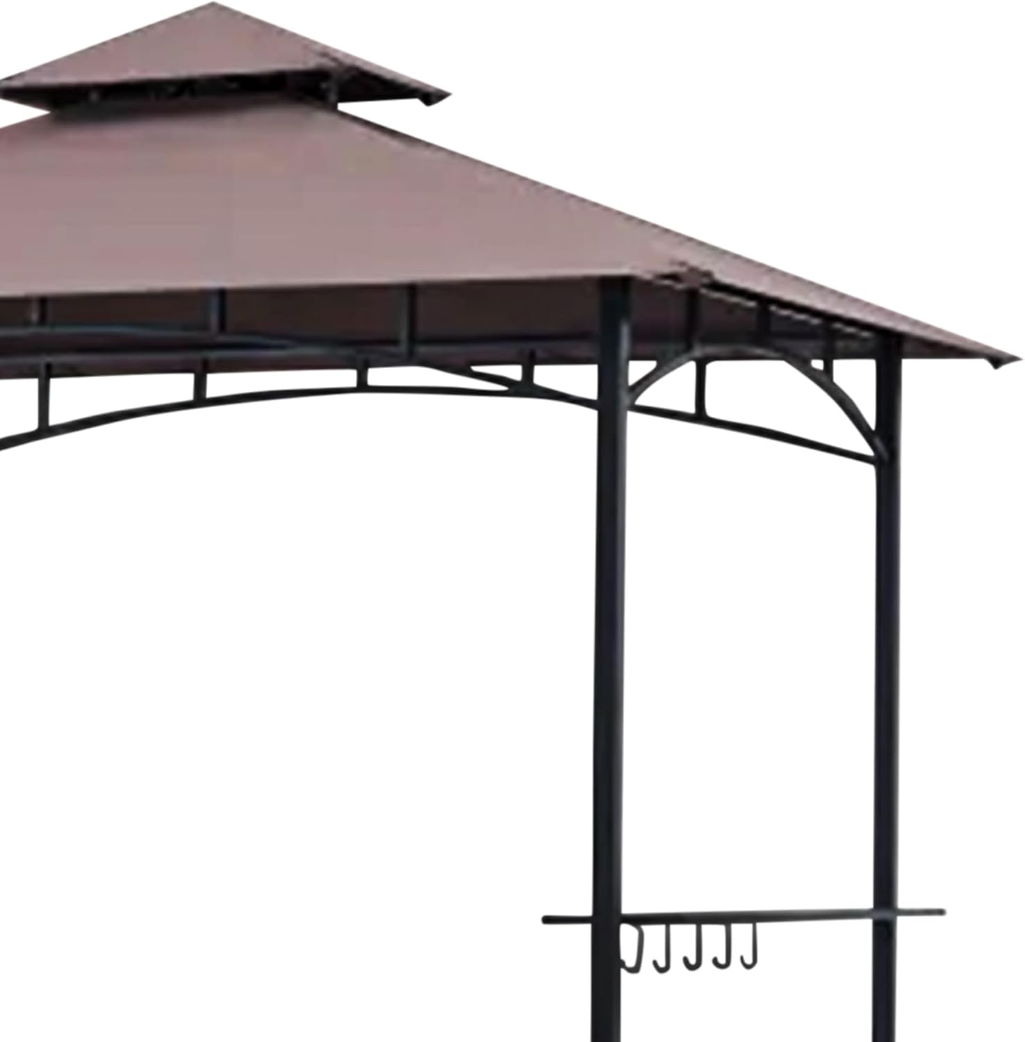 Four Seasons Courtyard BBQ Grill Gazebo with LED Lights, 2 Glass Shelves, and Powder Coated Steel Frame for Backyard Lawn and Outdoor Use, Brown