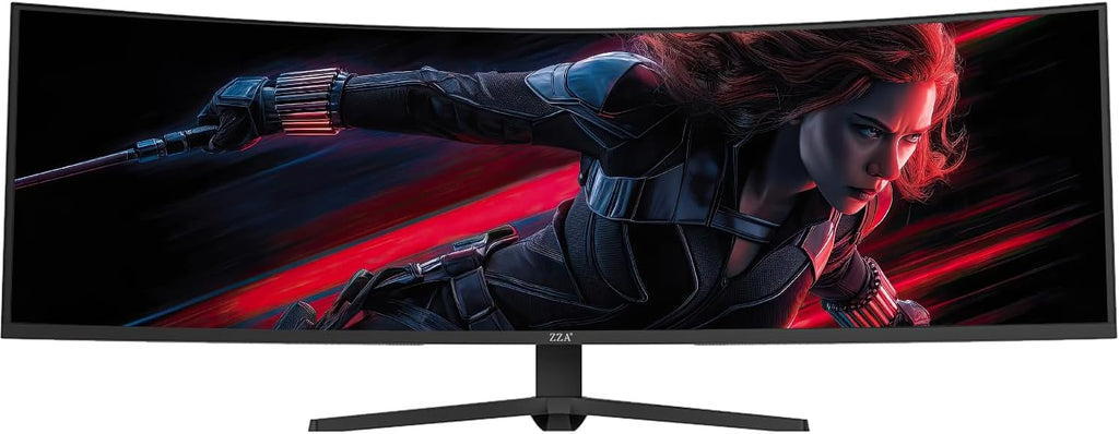 ZZA 49' Curved Gaming Monitor | 5120x1440 Dual QHD, 165Hz/144Hz, 1500R, 32:9 Ultra-Wide, AMD FreeSync, 120% sRGB, Height Adjustable, HDMI 2.1 & DisplayPort 1.4, VESA Mount, Black