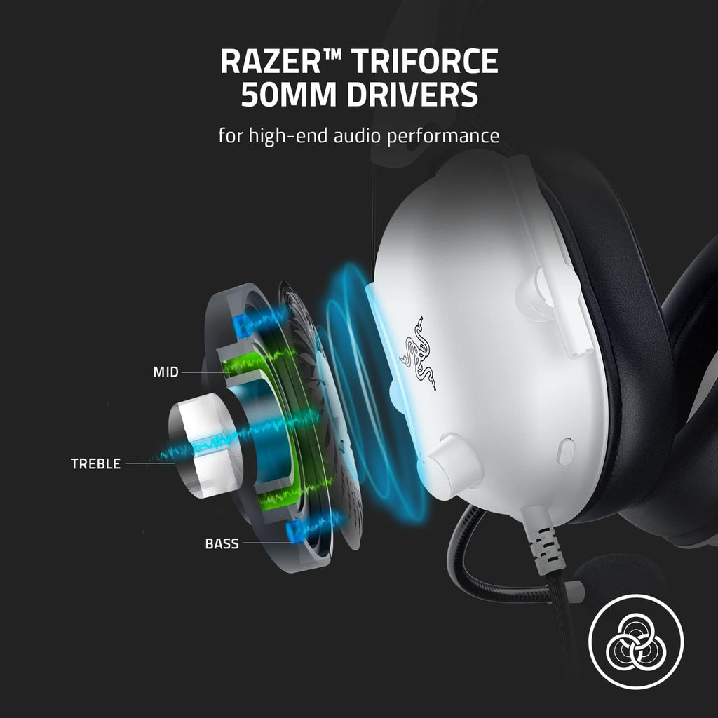 Razer BlackShark V2 X Gaming Headset: 7.1 Surround Sound - 50mm Drivers - Memory Foam Cushion - for PC,Mac,PS4,PS5,Switch - 3.5mm Audio Jack - White,(Pack of 8)
