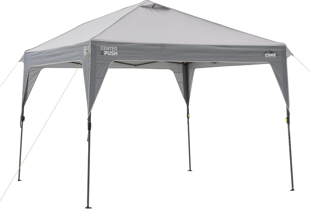 CORE 10 FT x 10 FT Instant Pop Up Canopy Tent | Portable Straight Leg Outdoor Gazebo Shelter with Wheeled Carry Bag | Perfect for Camping, Beach, Picnic, Backyards, BBQ, Tailgate, Patio and Party