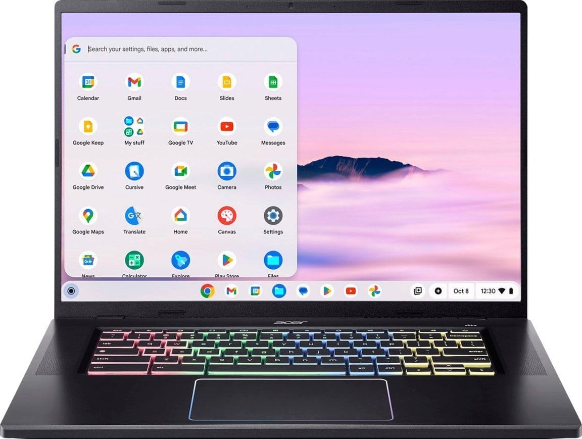 acer Chromebook Plus 516 GE CBG516-2H-59S4 – 16' WQXGA 120Hz Gaming Laptop, Intel Core 5 120U, 8GB LPDDR5, 256GB SSD, Wi-Fi 6E, RGB Keyboard, ChromeOS NX.KRVAA.001 (Renewed)