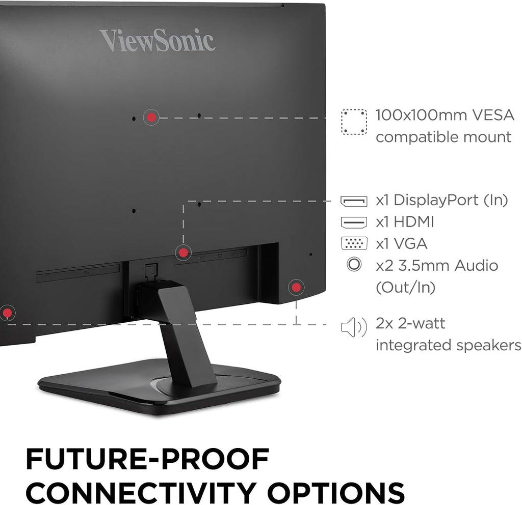 ViewSonic VA2756A-MHD 27 Inch 1080p Monitor, IPS Display with 120Hz for Enhanced Home and Office Productivity, Eye Care Technology, HDMI, DisplayPort, and VGA Inputs