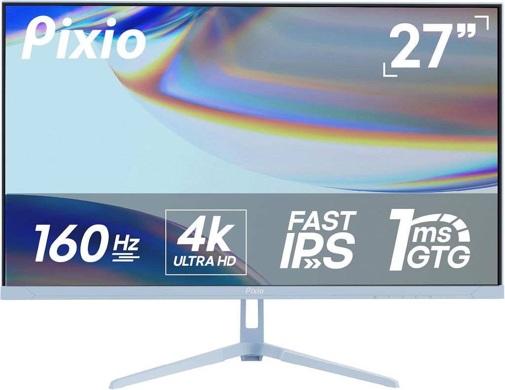 Pixio PX27U Wave Blue 27 inch 160Hz Refresh Rate 4K 3840x2160p Resolution Fast IPS Panel 1ms GTG Response Time Black Tilt Adjustable Gaming Monitor with Adaptive Sync